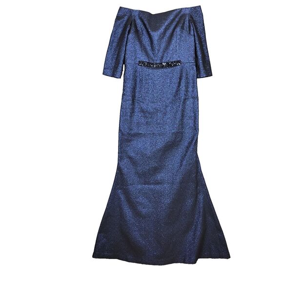 Rickie Freeman For Teri Jon Jacquard Off The Shoulder Gown Womens Size 16 - Picture 2 of 16